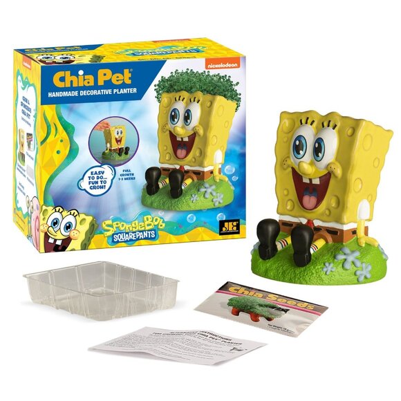 Chia Pet Sponge Bob - Handmade Funny Decorative Terracotta Planter Yellow NEW - Picture 3 of 12